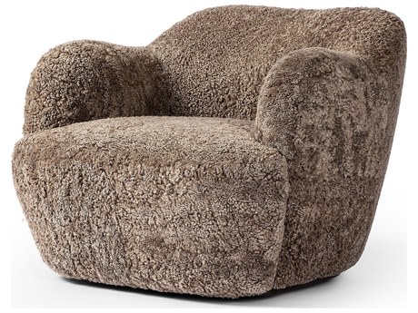 Luxecor Globetrotter Julius Taupe Shearling Swivel Chair