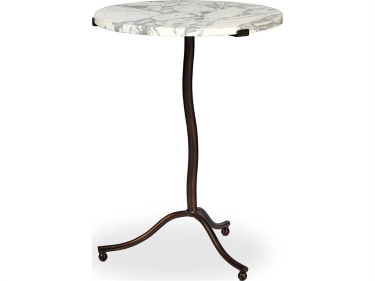 Photos - Coffee Table Four Hands Marlow Sophie Veined White Marble End Table 239557-001