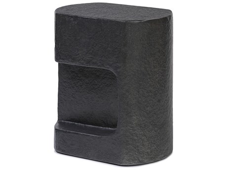 Four Hands Chandler Clementine Distressed Graphite Concrete Oval End Table