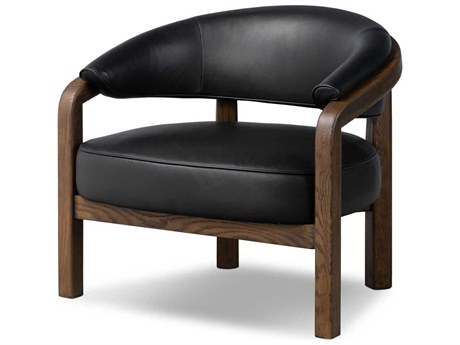 Four Hands Farrow Black Leather Accent Chair
