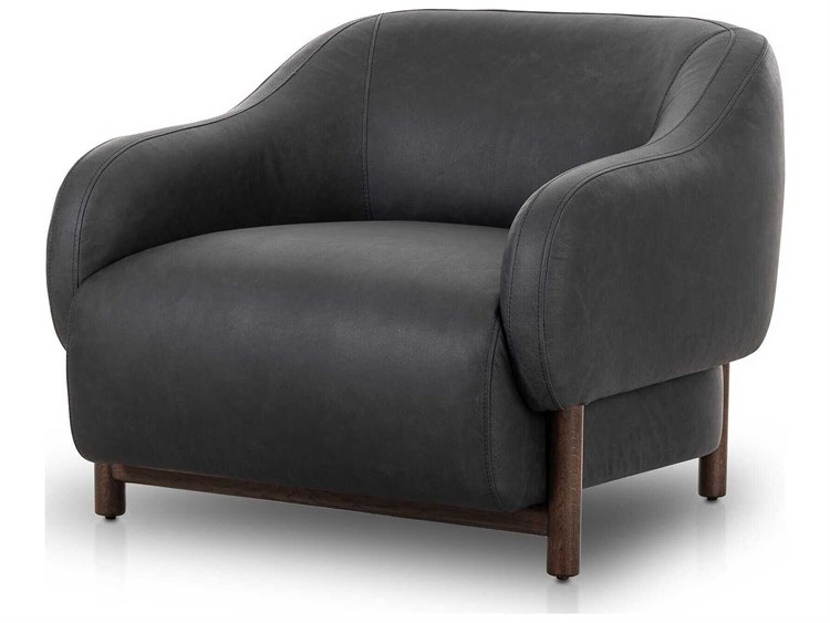 Four Hands Grayson 33" Black Leather Accent Chair FS241214002