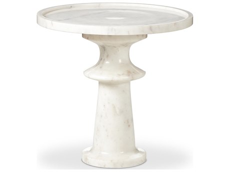 Four Hands Marlow Skylar Polished White Marble Round Marble End Table