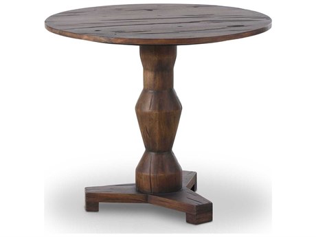 Four Hands Theory Round Wood Antique Belgium Bleach End Table