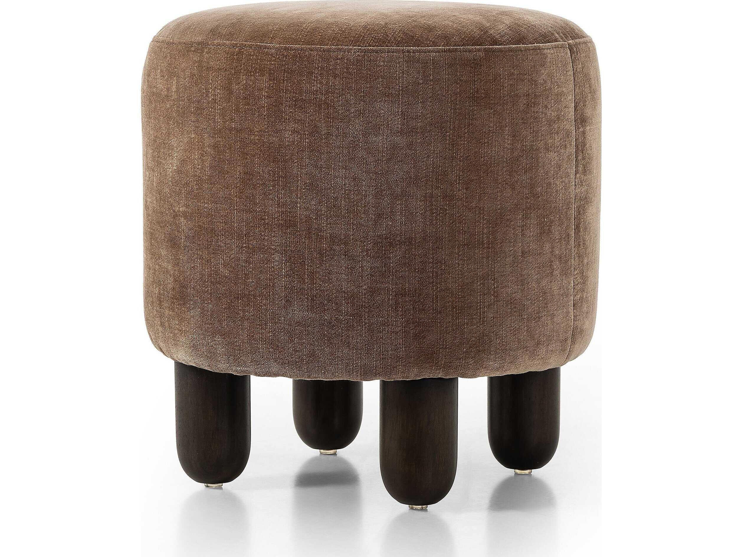 Zena Modern Classic Brown Velvet Round Ottoman