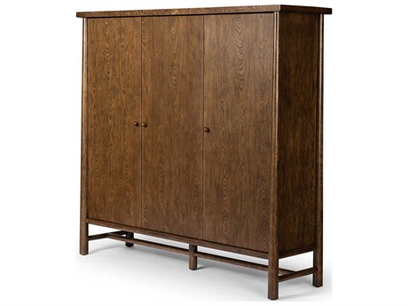 Four Hands Wells Dark Toasted Oak Veneer Brown Wood Accent Chest