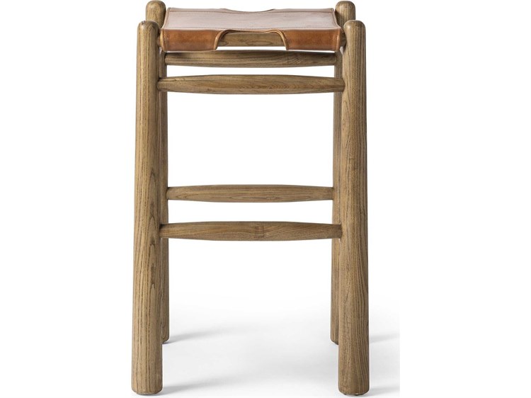 Four Hands Allston Nino Dakota Tobacco Leather Backless Bar Stool