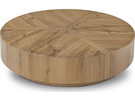 Four Hands Bina Round Wood Natural Reclaimed French Oak Coffee Table