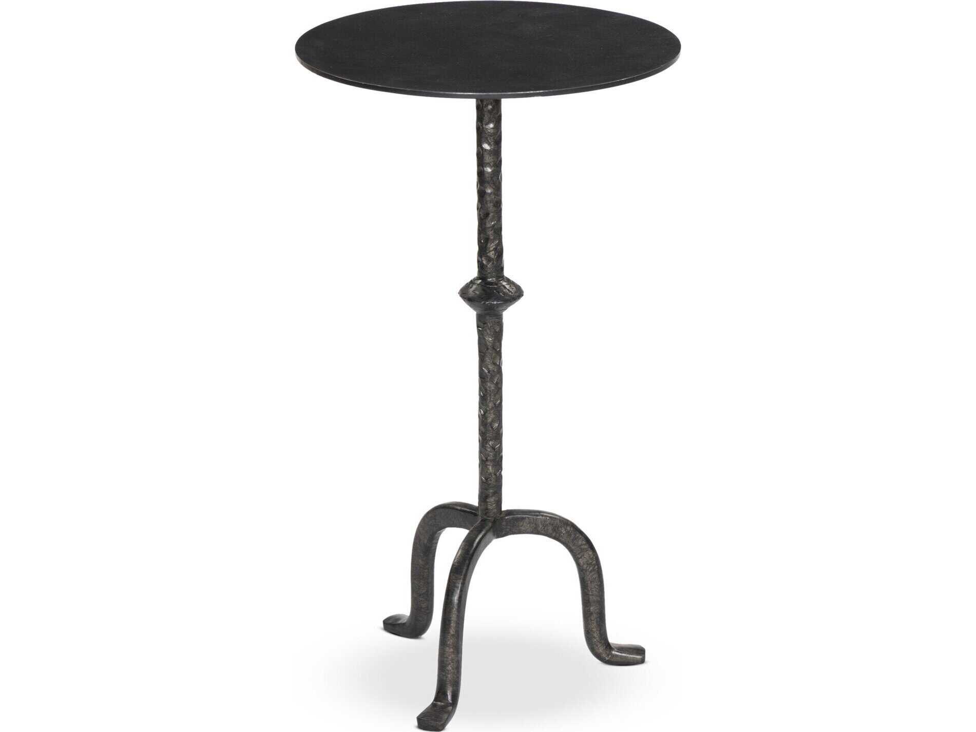 Leyla French Country Black Cast Iron Drink Side Table
