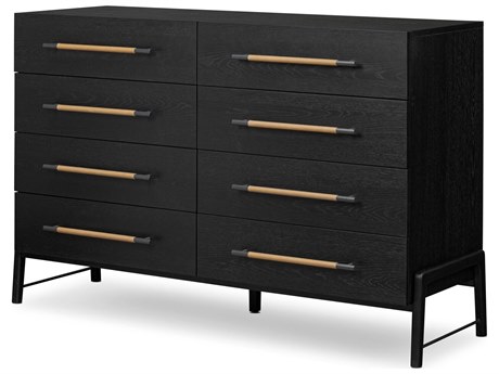 Four Hands Filmore Rosedale Ebony Oak Veneer Oak Wood 8 Drawer Dresser