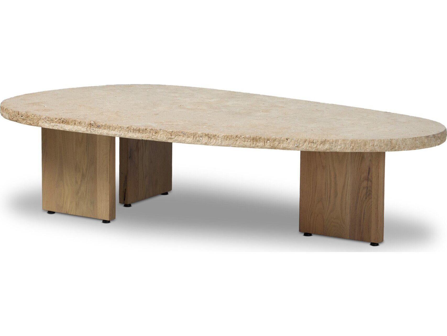 Telma Coastal Beach Beige Stone Brown Oak Coffee Table