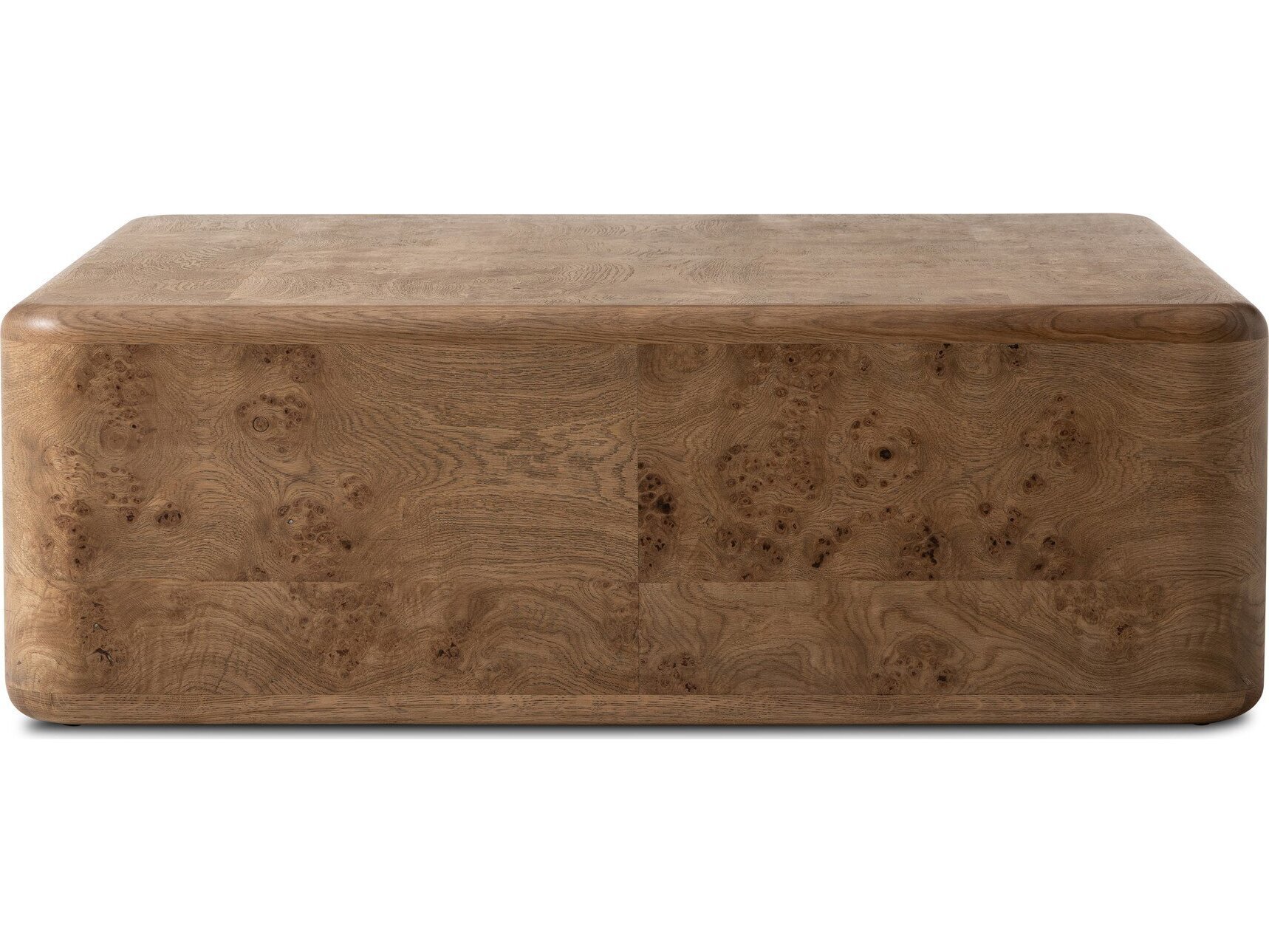 Talessi Modern Classic Brown Oak Burl Block Coffee Table