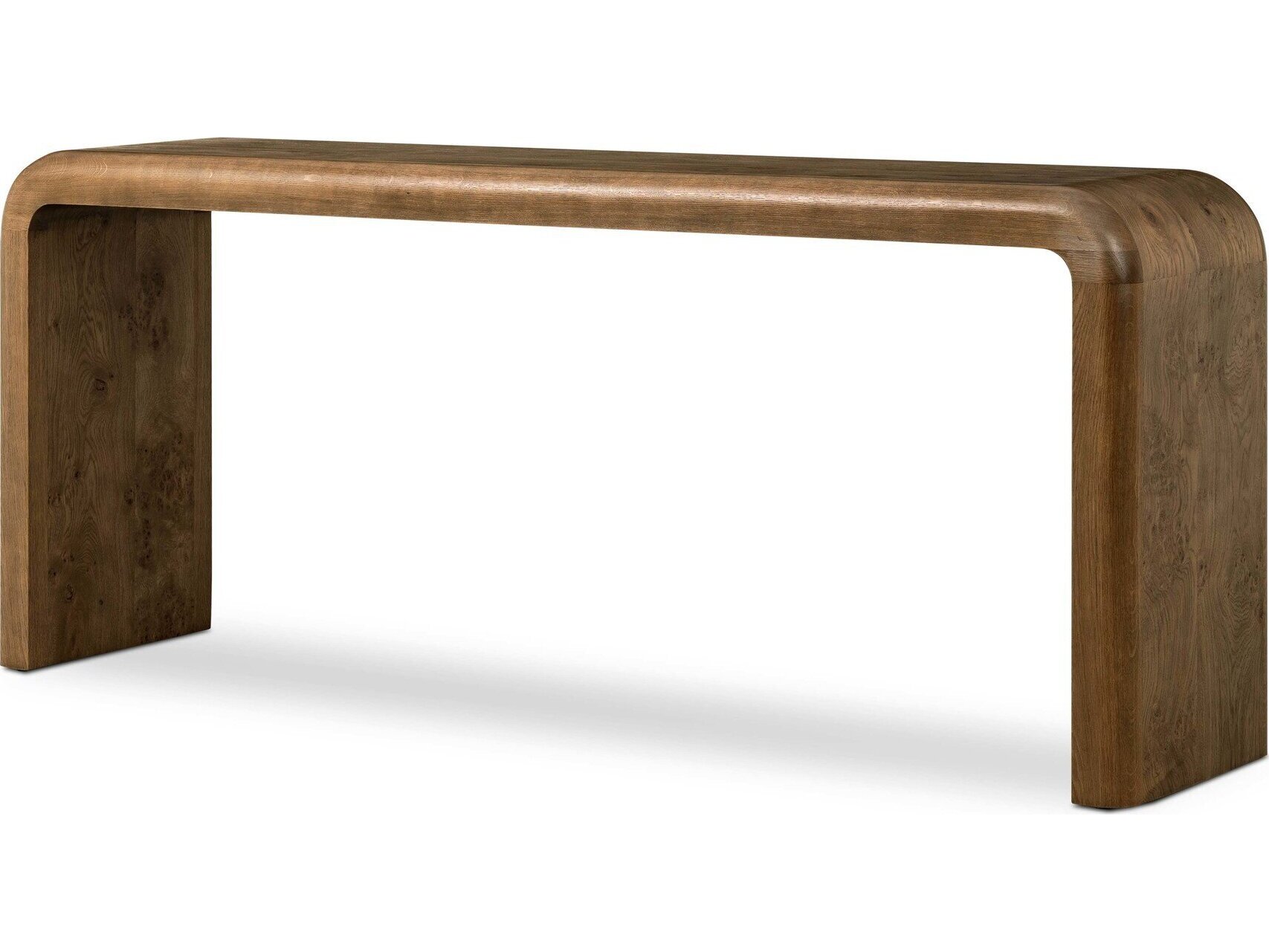 Daven Rustic Lodge Brown Oak Burl Rectangular Console Table