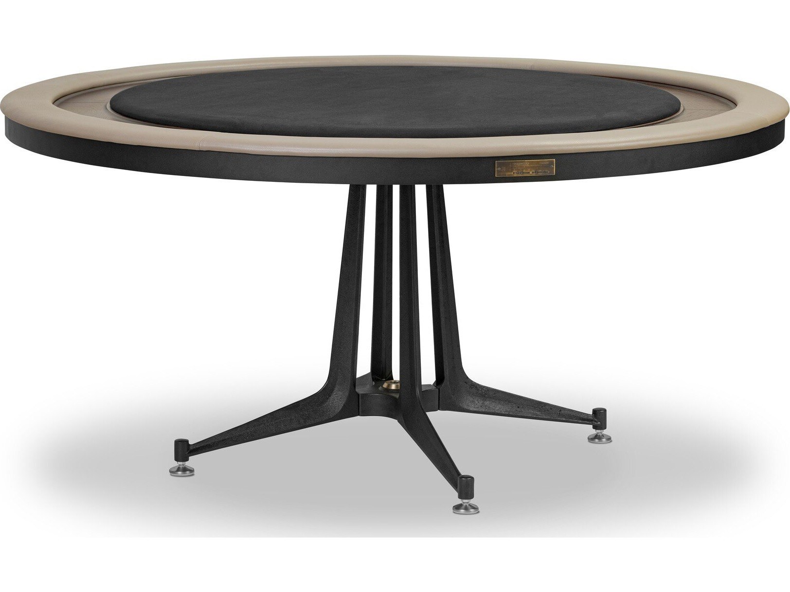 District Modern Classic Brown Oak Round Poker Game Table