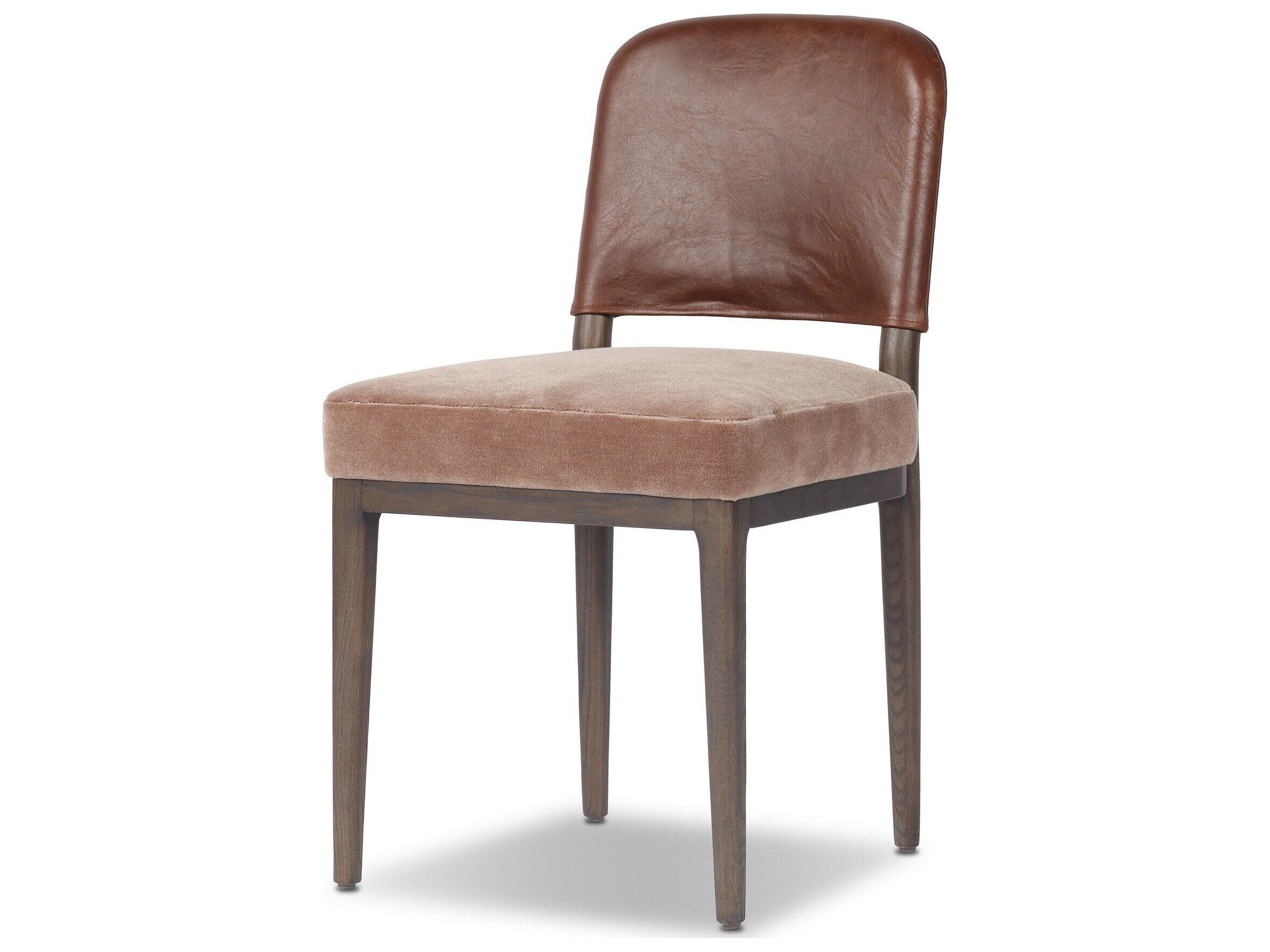 Ryver Modern Classic Brown Velvet Leather Dining Chair