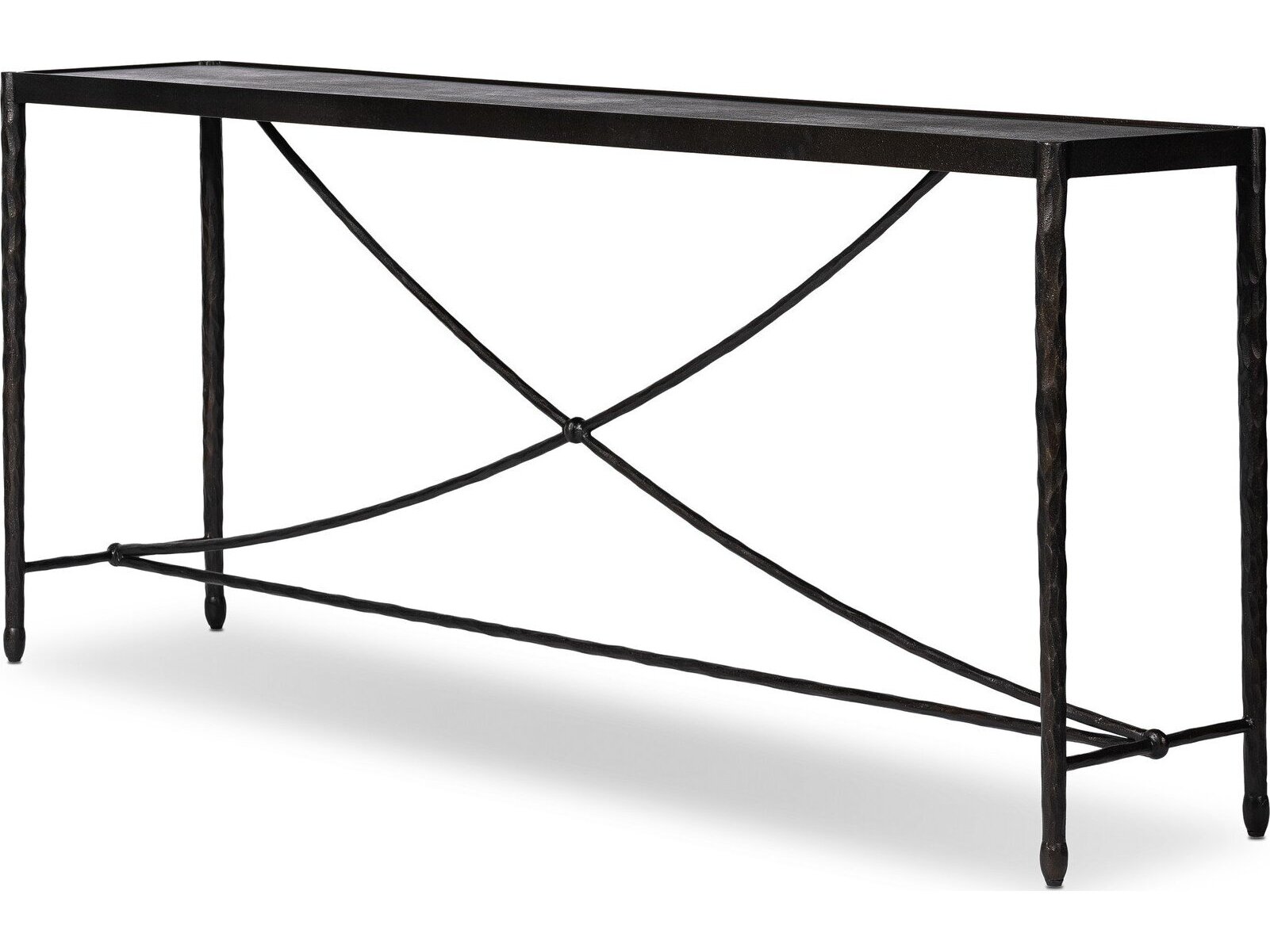 Jane Updated Traditional Textured Black Iron Rectangular Console Table