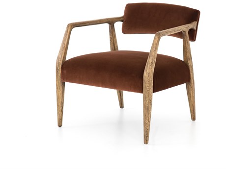 Luxecor Globetrotter Tyler Solid Wood Brown Upholstered Arm Dining Chair