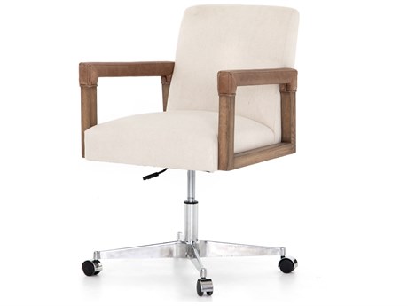 Four Hands Abbott White Upholstered Swivel Computer Office Chair
