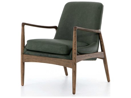 Four Hands Ashford Braden Green Leather Accent Chair