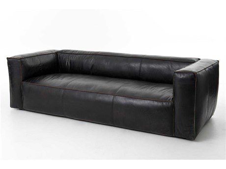Four Hands Carnegie Nolita Black Leather Sofa