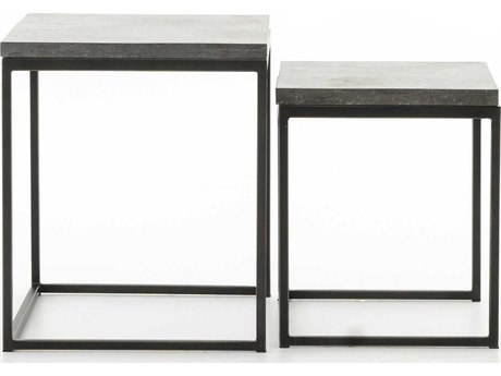 Luxecor Globetrotter Harlow Rectangular Gunmetal Bluestone End Table