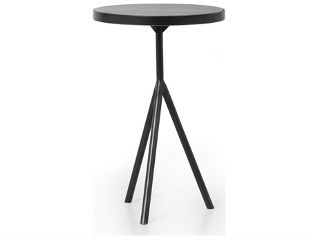 Four Hands Hughes Corin Round Powder Black Bluestone End Table