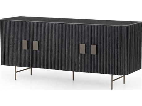 Four Hands Hughes Laverne 71" Oak Wood Washed Black Brushed Gunmetal Bluestone Sideboard