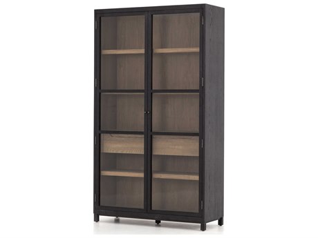 Four Hands Irondale Millie Oak Wood Drifted Black Display Cabinet