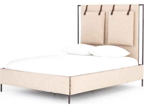 Four Hands Irondale Leigh Beige Upholstered King Platform Bed