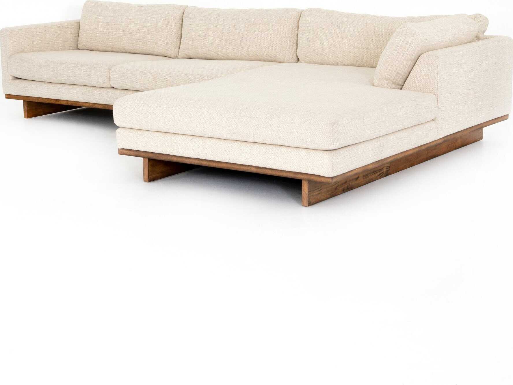 Kensington Everly 2 - Piece Cream Upholstered Sectional Sofa with RAF Chaise