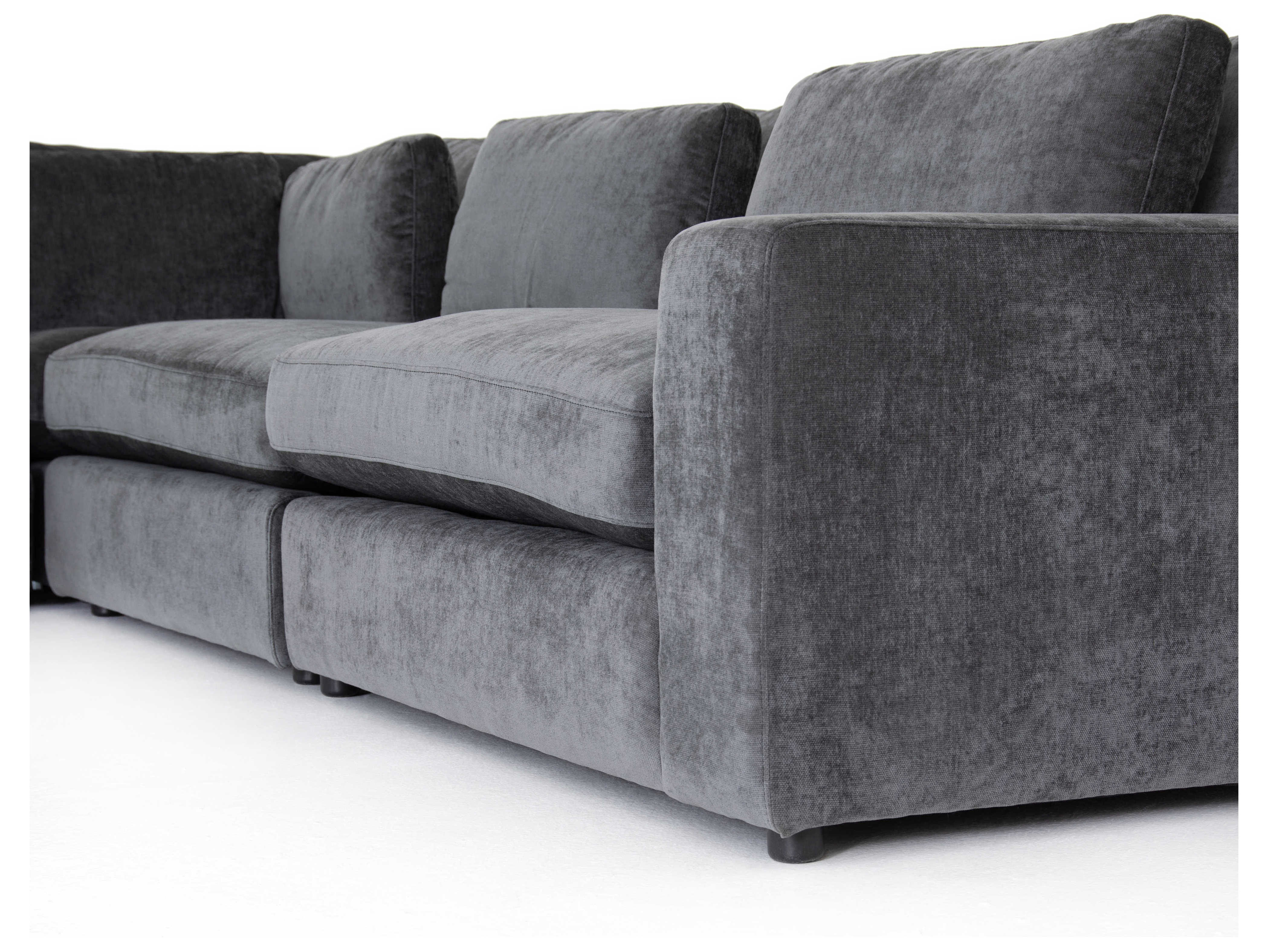 Four Hands Kensington Charcoal Worn Velvet FivePiece Sectional Sofa