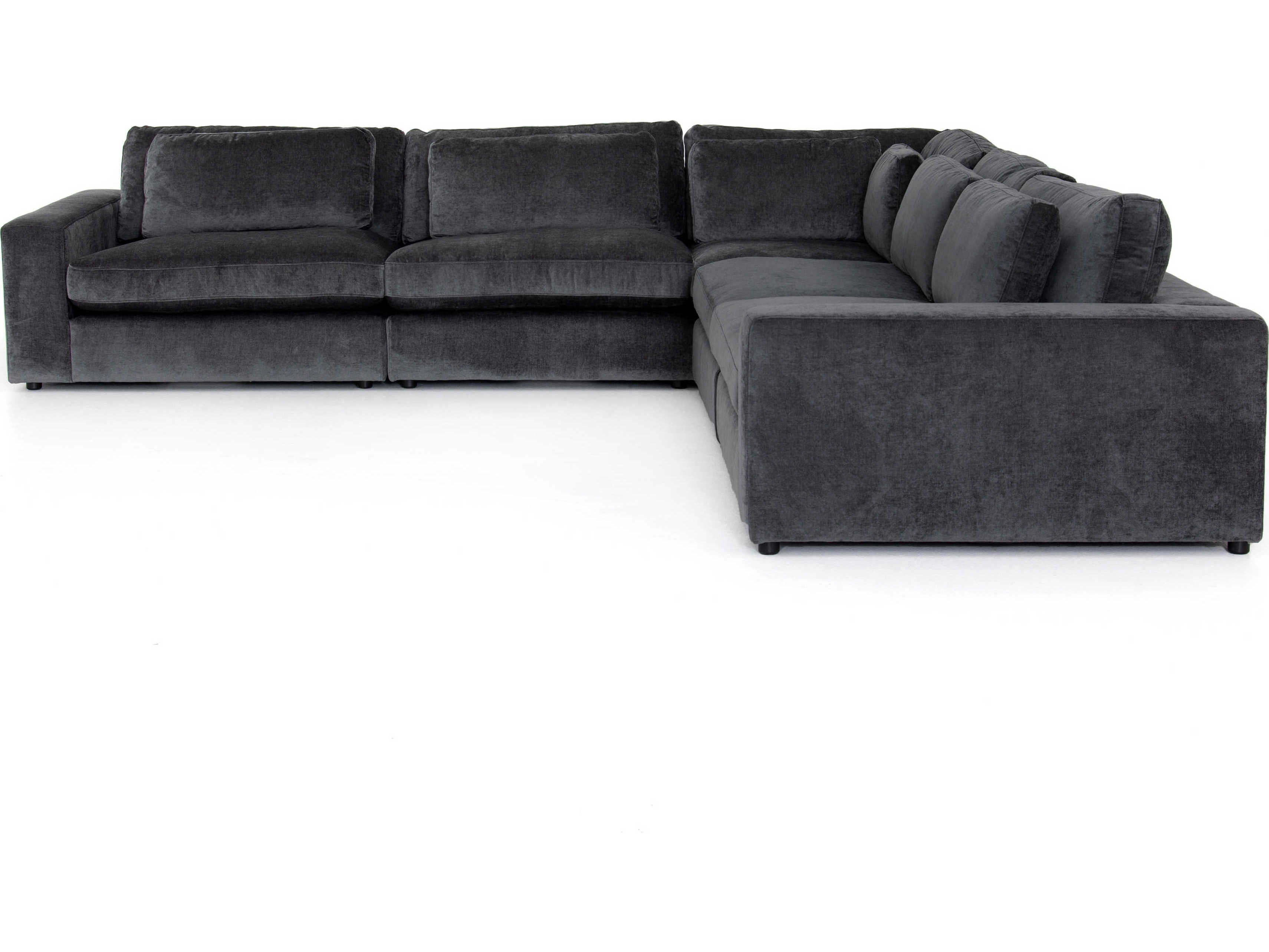 Four Hands Kensington Charcoal Worn Velvet FivePiece Sectional Sofa FSCKENDA003