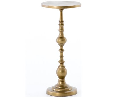 Luxecor Globetrotter Calhoun Round Metal Antique Brass End Table