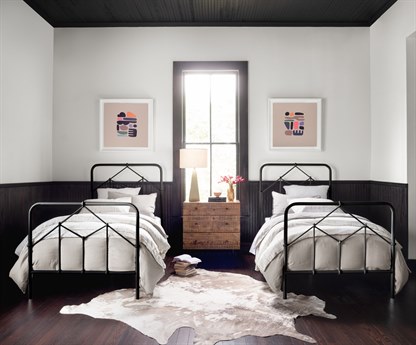 Four Hands Primitive Casey Black Mango Wood Twin Panel Bed
