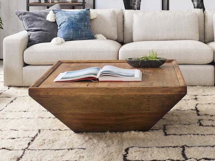 Four Hands Harmon Reclaimed Fruitwood 42 Wide Square Coffee Table Fsihrm047