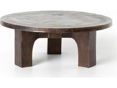 Four Hands Marlow Cruz Round Metal Antique Rust Coffee Table