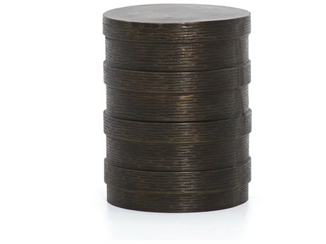 Four Hands Marlow Trello Round Metal Textured Brass End Table