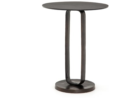 Luxecor Globetrotter Douglas Round Metal Antique Rust End Table