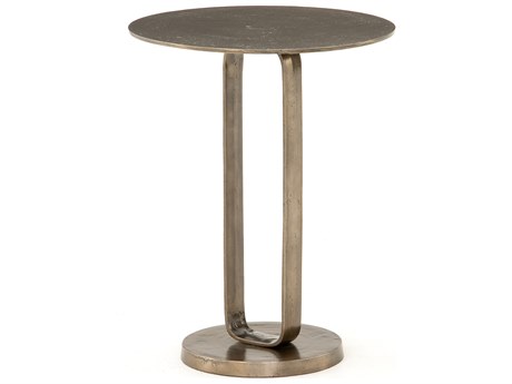 Four Hands Marlow Douglas Round Metal Aged Bronze End Table