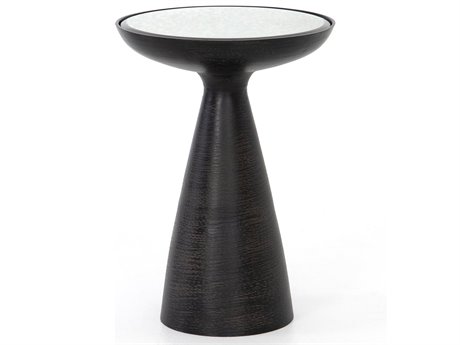 Four Hands Marlow Round Brushed Bronze Ash Glass End Table