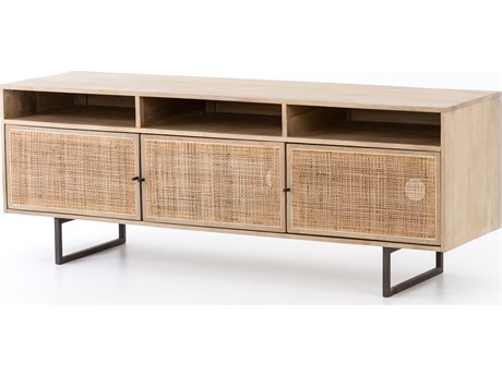 Luxecor Globetrotter Carmel Rectangular Wood Natural Mango Cane Charcoal Grey Console Table