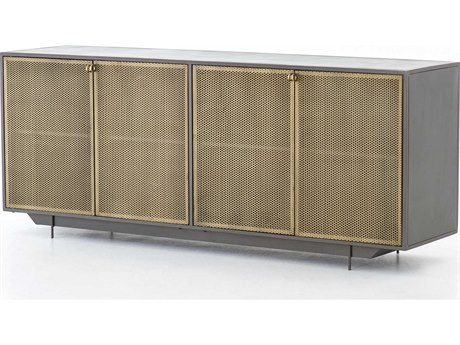 Four Hands Rockwell Hendrick 73" Perforated Brass Patina Gunmetal Sideboard
