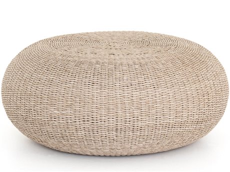 Four Hands Grass Roots Phoenix Round Plastic Pure White Vintage Coffee Table