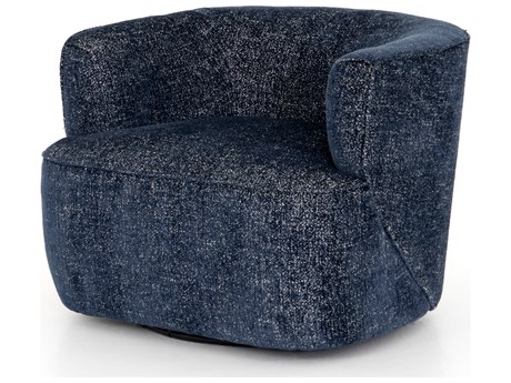 Four Hands Atelier Mila Swivel Blue Fabric Accent Chair