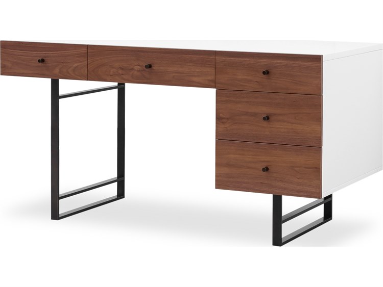 Four Hands Barton White Lacquer Walnut 60 X 28 Tucker Desk Four Hands Barton White Lacquer