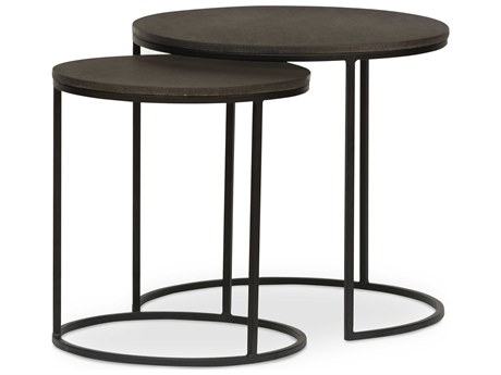 Four Hands Constantine Lavastone Nesting Round Black End Tables