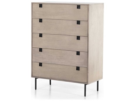 Four Hands Patten 5-Drawers Antique Bronze Grey Wash Acacia Wood Accent Chest