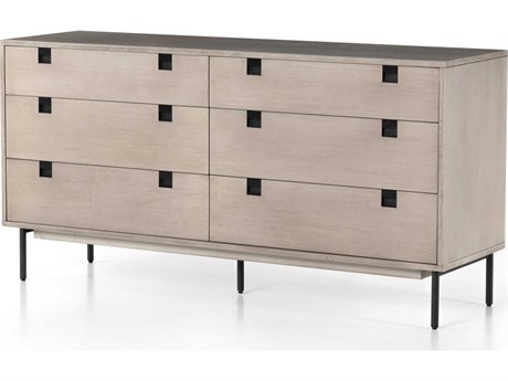 Four Hands Patten Carly 6-Drawers Gray Acacia Wood Double Dresser