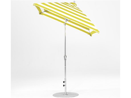 Frankford Monterey Market Fiberglass 6.5' Square Crank Auto Tilt Umbrella - Nonstocked Striped Fabric