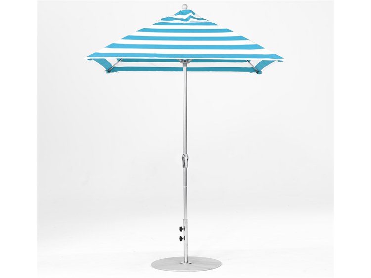 Frankford Monterey Fiberglass Market 6.5 Foot Wide Square Crank No Tilt Umbrella - Nonstocked Striped Fabric
