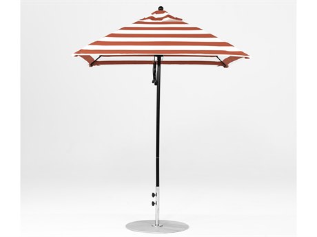 Frankford Monterey Market Fiberglass 6.5' Square Pulley Lift Umbrella - Nonstocked Striped Fabric